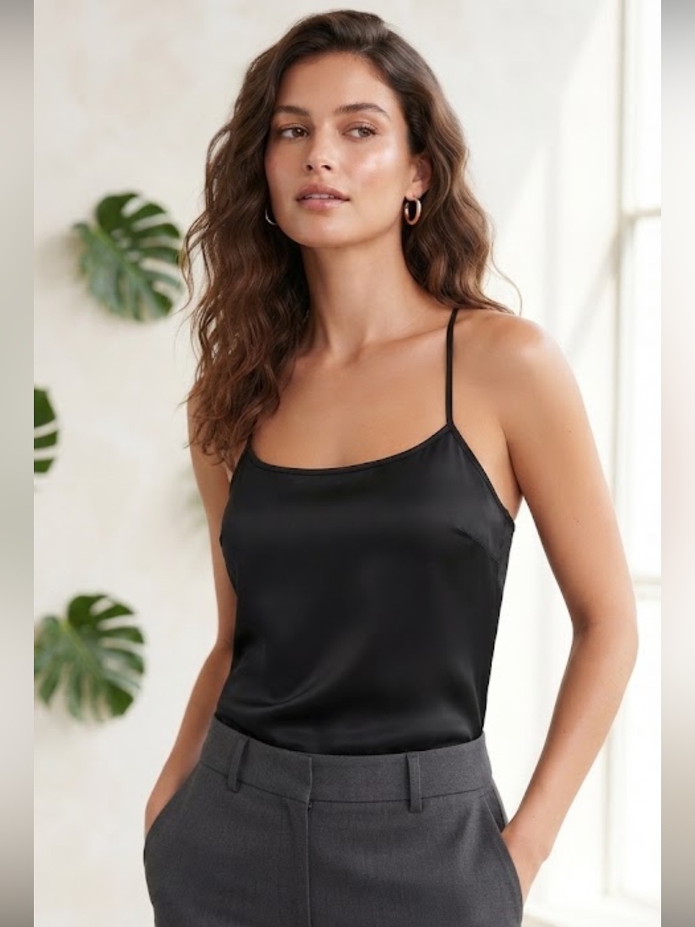Victoria Secret Black Silky Camisole Racer Back Y2K
